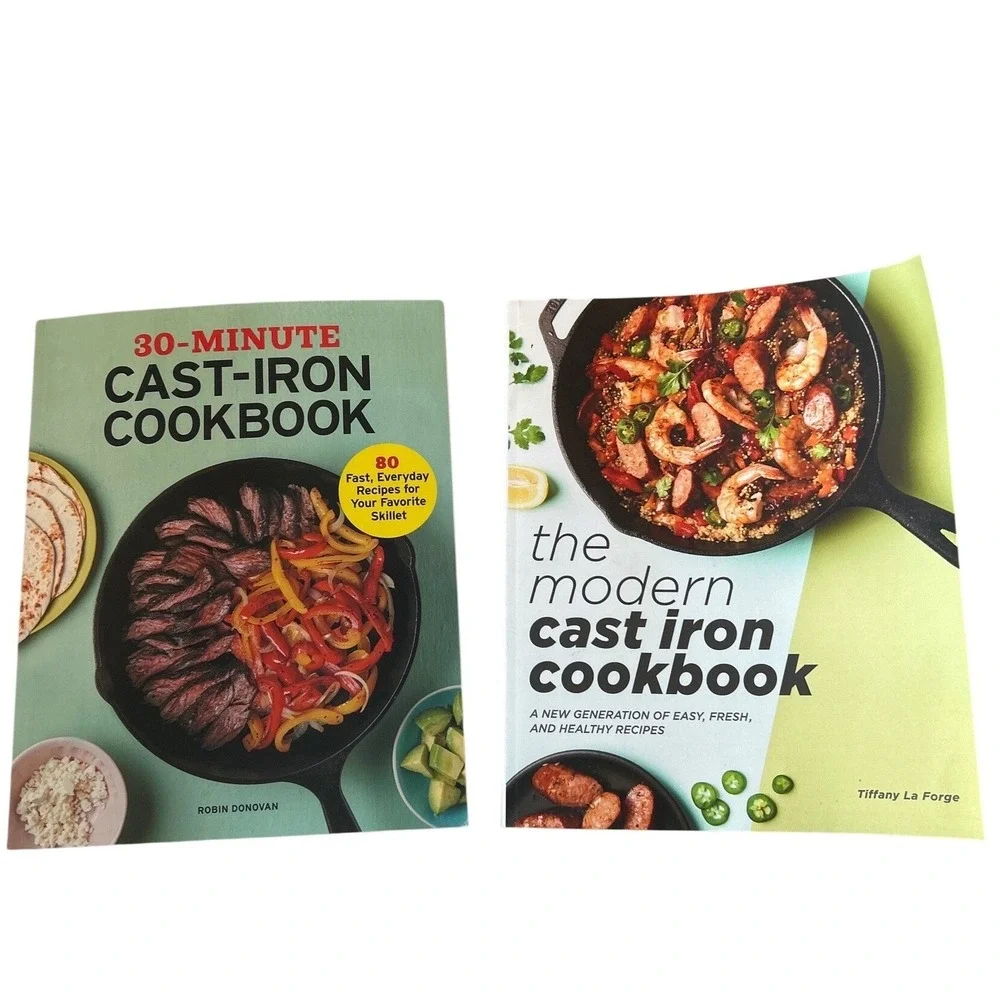 Cast Iron Cookbook Lot 30-Minute & Modern Cast Iron Recipes Skillet Cooking 2 Bk